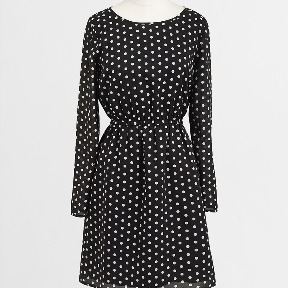 J Crew Factory  Black and White Polka Dot Dress